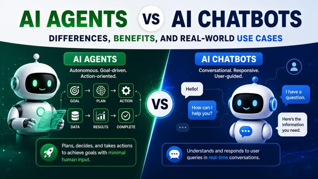 AI Agents vs AI Chatbots: Differences, Benefits, and Real-World Use Cases